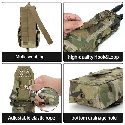 TOPTACPRO Radio Pouch Molle Tactical Radio Holder for PRC148/152 Adjustable Walkie Talkie Holster 8533