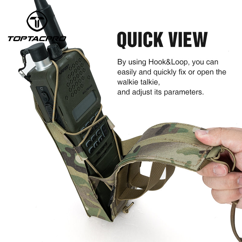 TOPTACPRO Radio Pouch Molle Tactical Radio Holder for PRC148/152 Adjustable Walkie Talkie Holster 8533