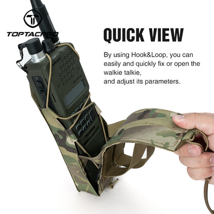 TOPTACPRO Radio Pouch Molle Tactical Radio Holder for PRC148/152 Adjustable Walkie Talkie Holster 8533