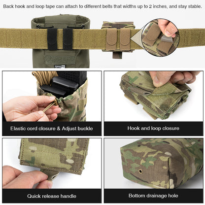 TOPTACPRO Foldable Dump Pouch Hook and Loop for Up To 2" Belt Recycling Pouch 8534