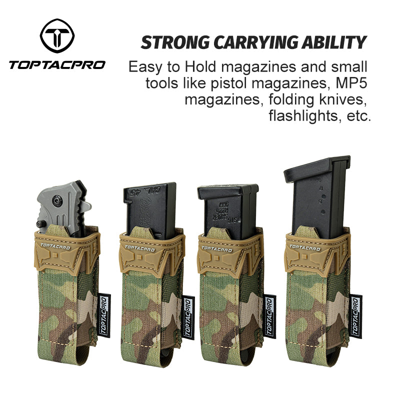 TOPTACPRO Tactical 9mm Single Magazine Pouch MOLLE Holder Tool Carrier 8536