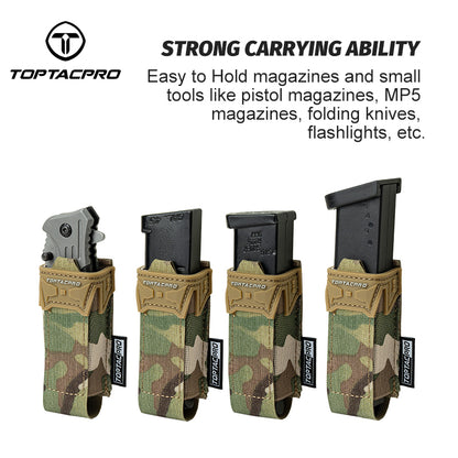 TOPTACPRO Tactical 9mm Single Magazine Pouch MOLLE Holder Tool Carrier 8536