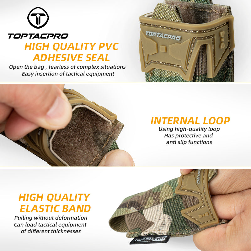 TOPTACPRO Tactical 9mm Single Magazine Pouch MOLLE Holder Tool Carrier 8536