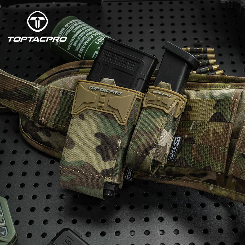 TOPTACPRO Tactical 556 Single Magazine Pouch Multipurpose Tool Pouch with PVC Adhesive Seal 8537