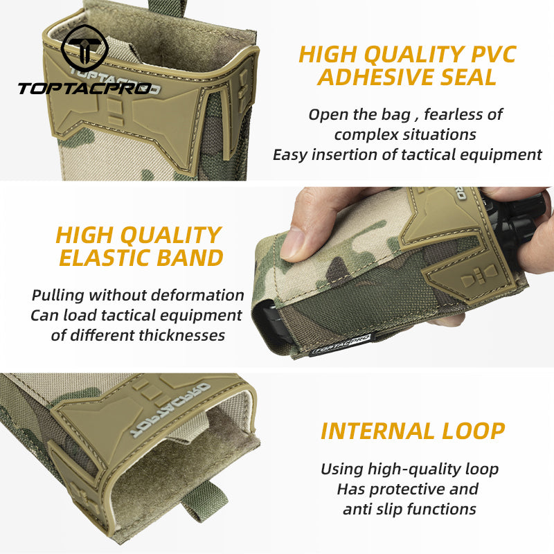 TOPTACPRO Tactical 556 Single Magazine Pouch Multipurpose Tool Pouch with PVC Adhesive Seal 8537