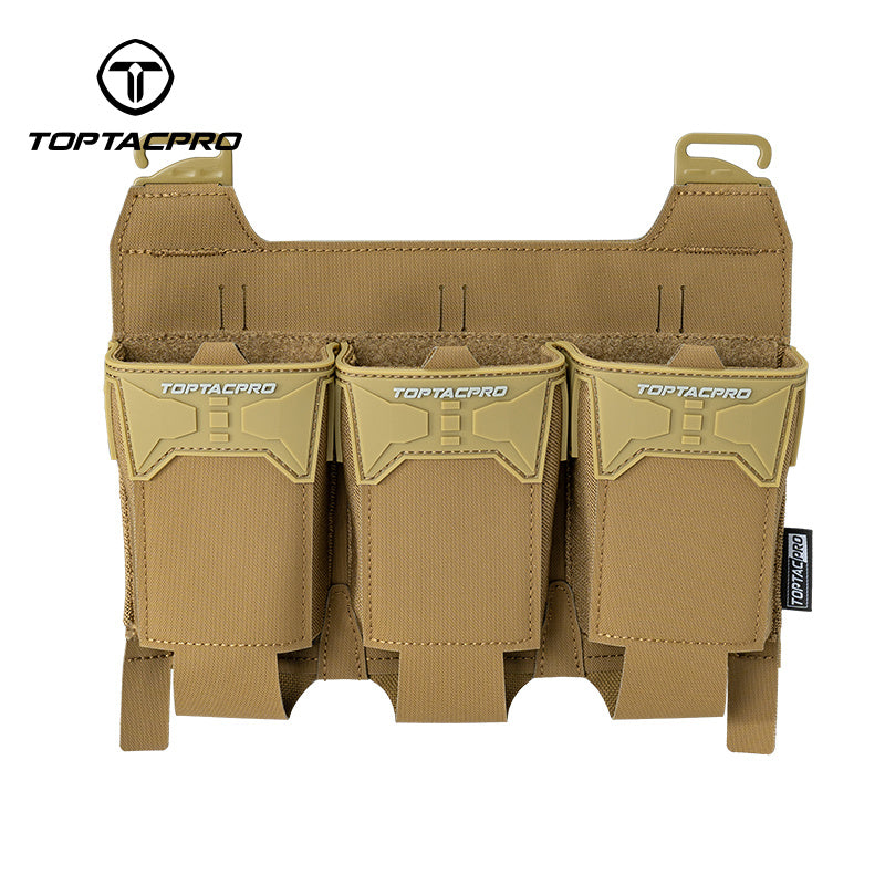 TOPTACPRO Tactical Triple 556 Magazine Pouch with G-Hook for Plate Carrier Front Panel 8538