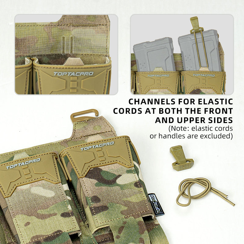 TOPTACPRO Tactical Triple 556 Magazine Pouch with G-Hook for Plate Carrier Front Panel 8538