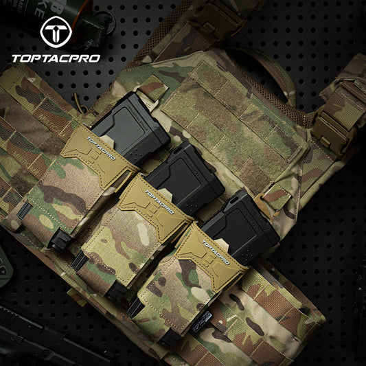 TOPTACPRO Tactical Triple 556 Magazine Pouch with G-Hook for Plate Carrier Front Panel 8538