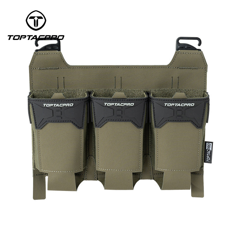 TOPTACPRO Tactical Triple 556 Magazine Pouch with G-Hook for Plate Carrier Front Panel 8538