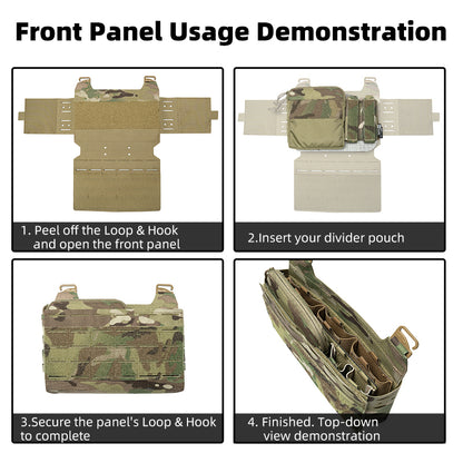 TOPTACPRO Tactical Front Panel for Plate Carrier Laser Cut MOLLE Reinforced Divider Panel 8539