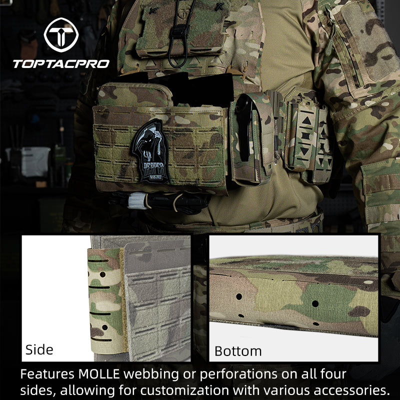 TOPTACPRO Tactical Front Panel for Plate Carrier Laser Cut MOLLE Reinforced Divider Panel 8539