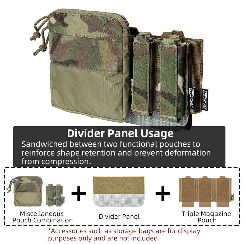 TOPTACPRO Tactical Front Panel for Plate Carrier Laser Cut MOLLE Reinforced Divider Panel 8539