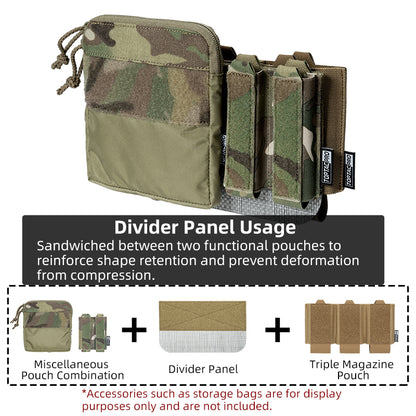 TOPTACPRO Tactical Front Panel for Plate Carrier Laser Cut MOLLE Reinforced Divider Panel 8539