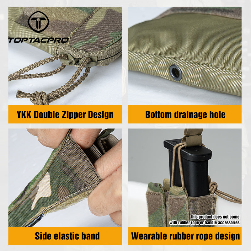 TOPTACPRO Double Magazine Pouch for 9mm Insert Kangaroo Style Combo Pouch 8540