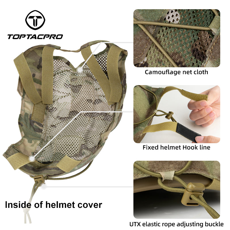 Toptacpro Tactical Helmet Cover Camouflage Helmet Skin for Wendy Helmet Headwear Hook&Loop 8802
