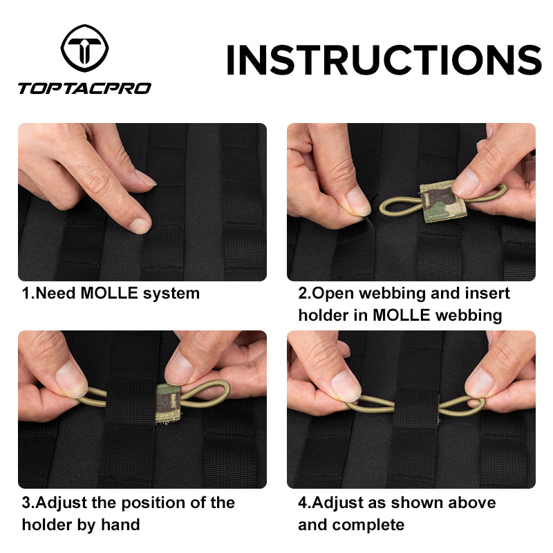 TOPTACPRO Binding Retainer MOLLE Webbing Elastic Binding Ribbon Tool Small Accessories (2PCS) 8901