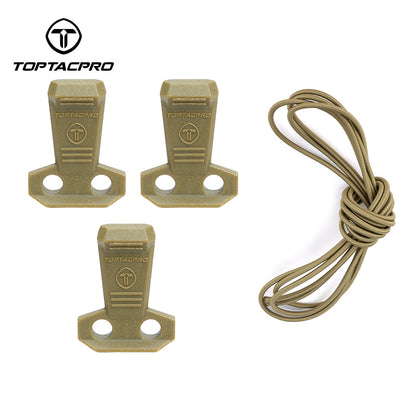 TOPTACPRO Tactical Hook Handle Set 3PCS Elastic Rope Clip for Pouch Tactical Gear 8909
